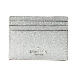 Kate Spade New York Shimmy Glitter Card Holder in Silver Glitter NWOT
